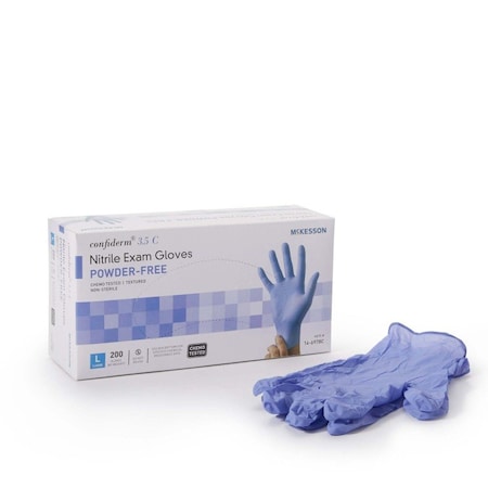 Mckesson Confirderm 3.5C, Disposable Gloves, Nitrile, Powder-Free, L, 200 PK, Blue 14-6978C